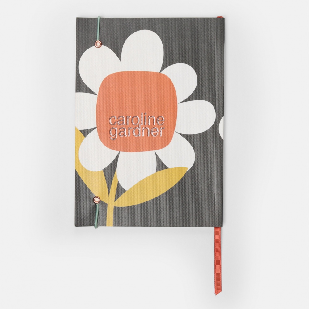 Big Flower Print A5 Notebook with Ribbon Page Markers By Caroline Gardner