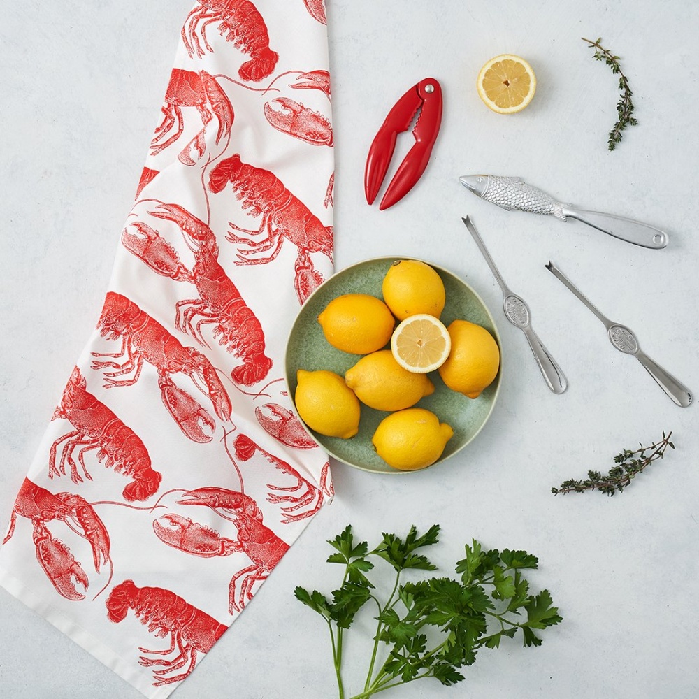 Lobster Print Tea Towel Thornback & Peel