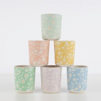 Bamboo Cups Floral Print Set of 6 By Meri Meri