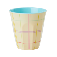 Cream with Coloured Check  Print Melamine Cup By Rice DK
