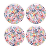 Set of 4 Floral Print Melamine Dinner Plates By Joules