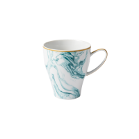 Porcelain Large Shaped Mug With Marble Print in Jade By Rice DK