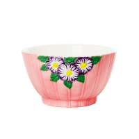 Ceramic Bowl with Embossed Pink Flower Design Rice DK