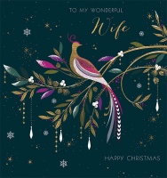 Wonderful Wife Songbird Christmas Card By Sara Miller