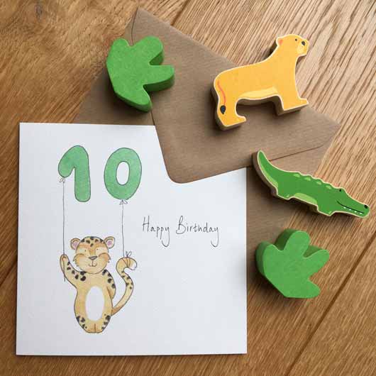 Happy 10th Birthday Card by Feather and Hare