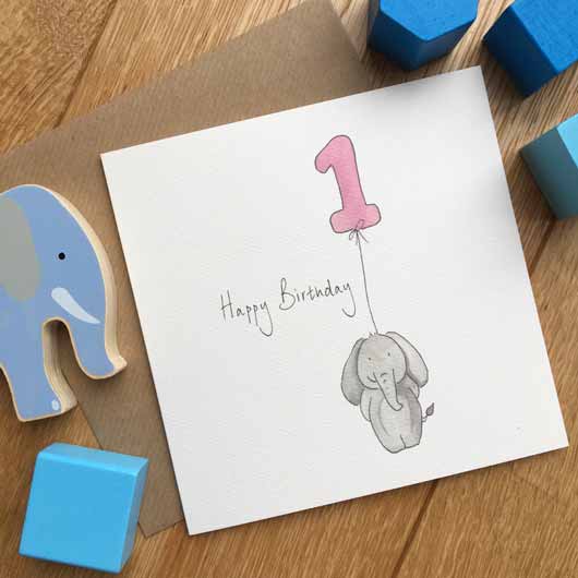 Happy 1st Birthday Card by Feather and Hare