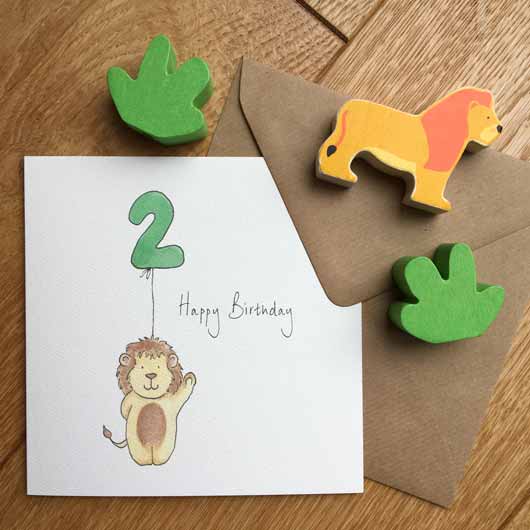 Happy 2nd Birthday Card by Feather and Hare