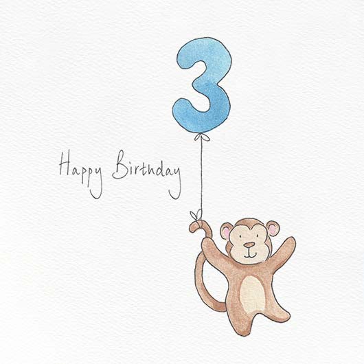 Happy 3rd Birthday Card by Feather and Hare - Vibrant Home