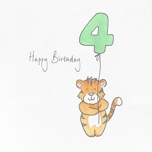Happy 4th Birthday Card by Feather and Hare