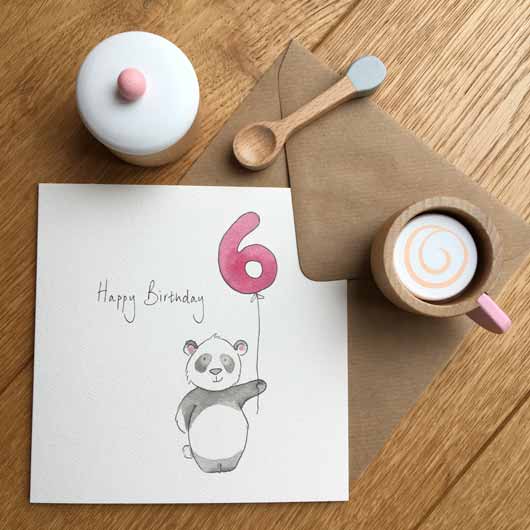 Happy 6th Birthday Card by Feather and Hare