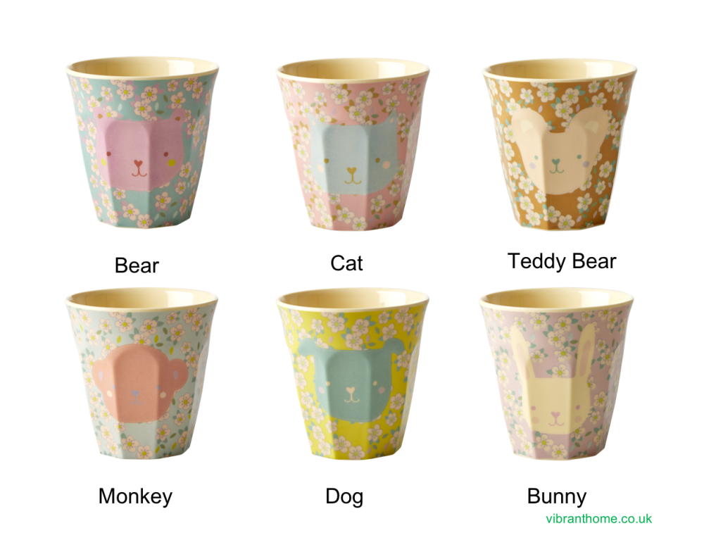 Rice - 6 Pcs Small Melamine Kids Cups - Funky Print