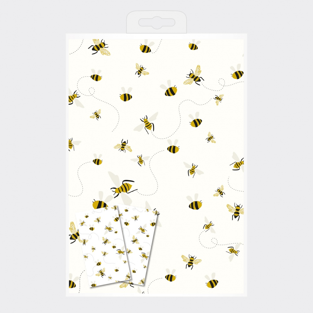 Bee Print Wrapping Paper & Tag Set By Caroline Gardner