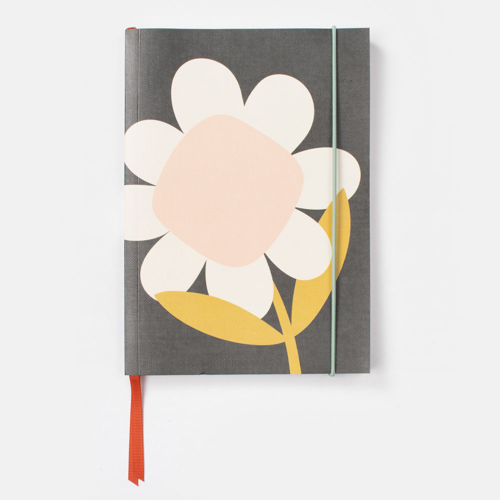 Big Flower Print A5 Notebook with Ribbon Page Markers By Caroline Gardner