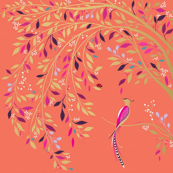 Bird & Orange Foliage Card By Sara Miller London