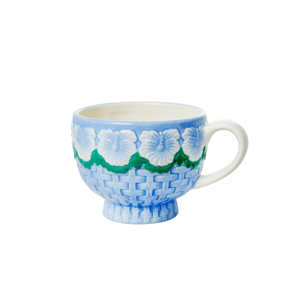 Ceramic Mug with Embossed Blue Flower Design Rice DK