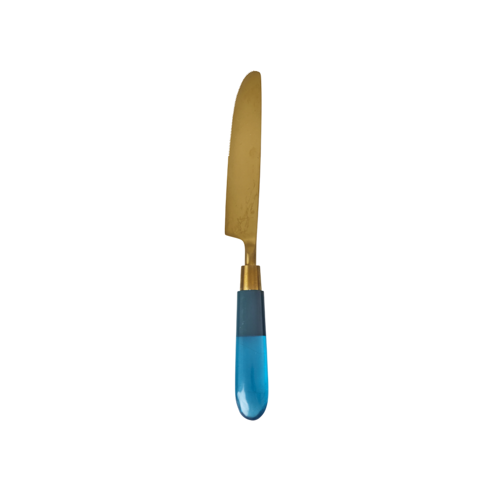 Blue Knife Brass Look Resin Handle By Rice