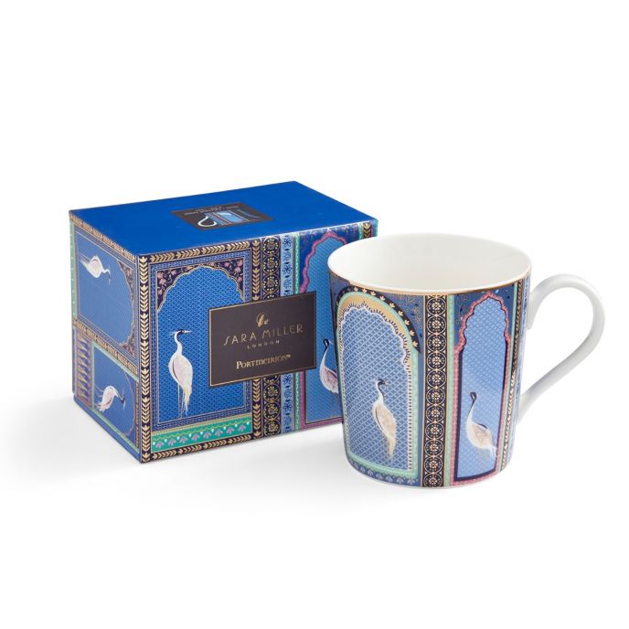 Blue India Crane Print Mug Sara Miller London