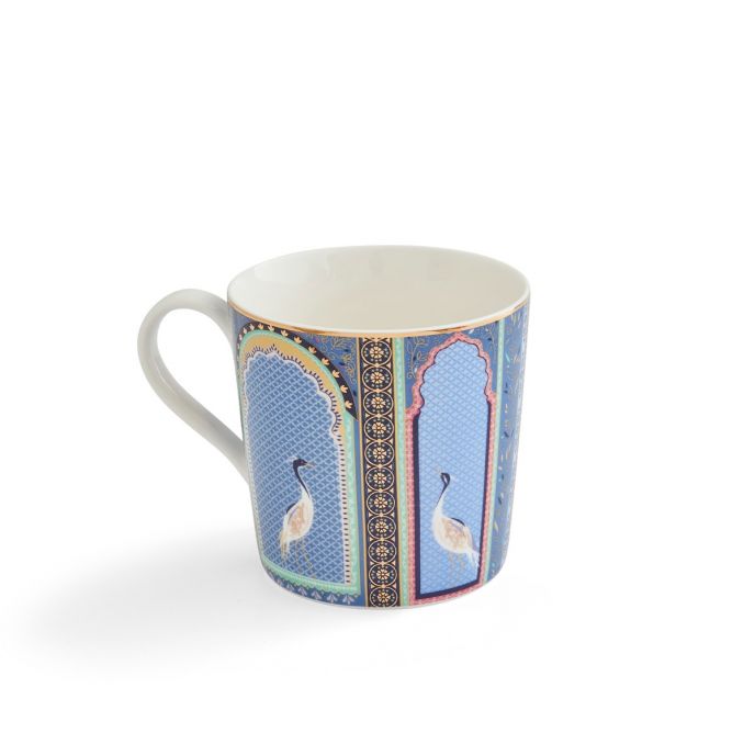 Blue India Crane Print Mug Sara Miller London