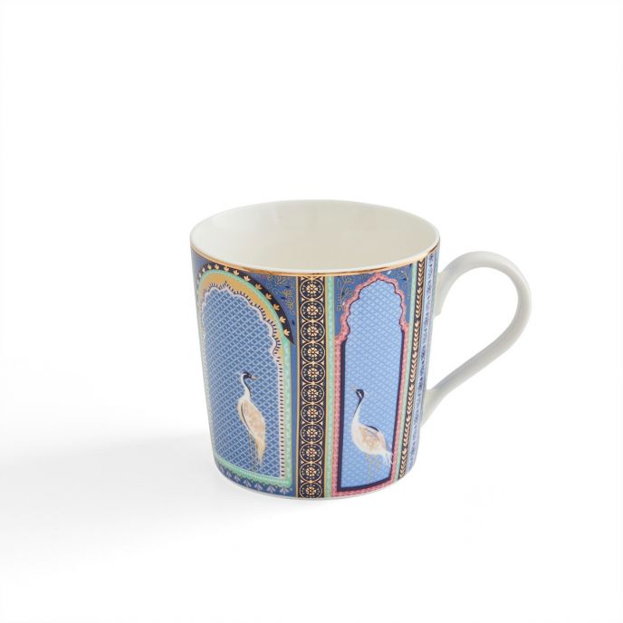 Blue India Crane Print Mug Sara Miller London