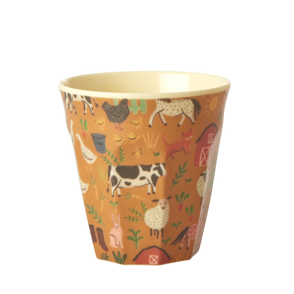 Brown Farm Print Kids Small Melamine Cup Rice DK