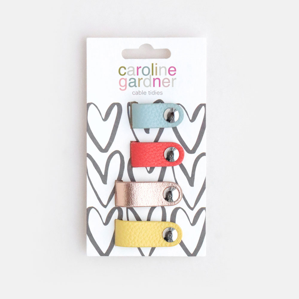 Cable Tidies Set of 4 Blue, Red, Rose Gold, Yellow By Caroline Gardner