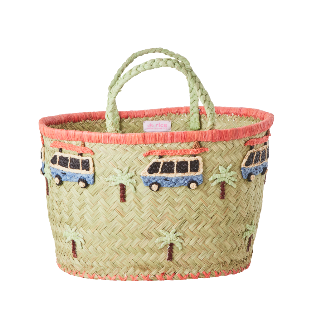 Camper Van Theme Raffia Storage Basket By Rice DK