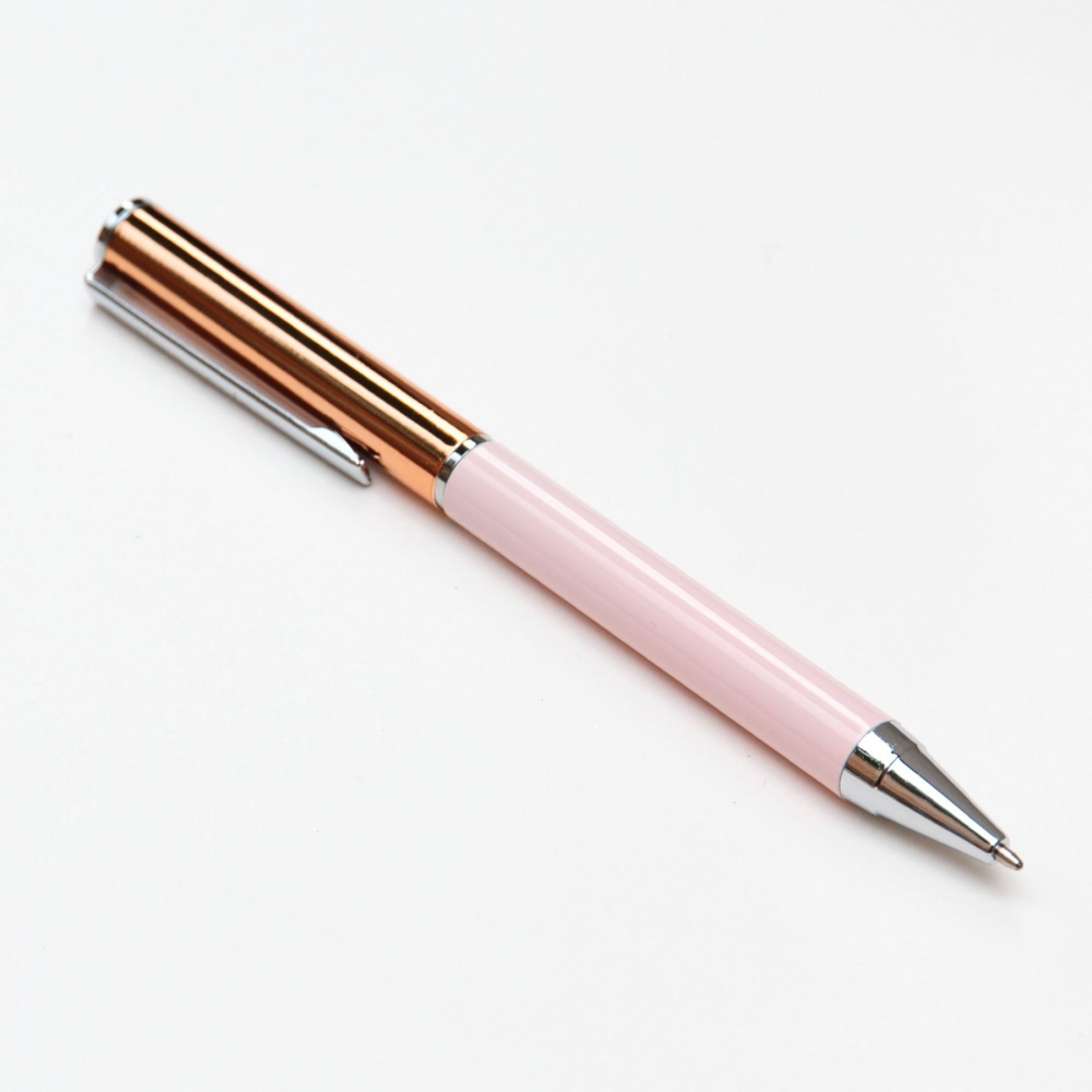Rose Gold and Pink Print Ball Point Pen Boxed Caroline Gardner