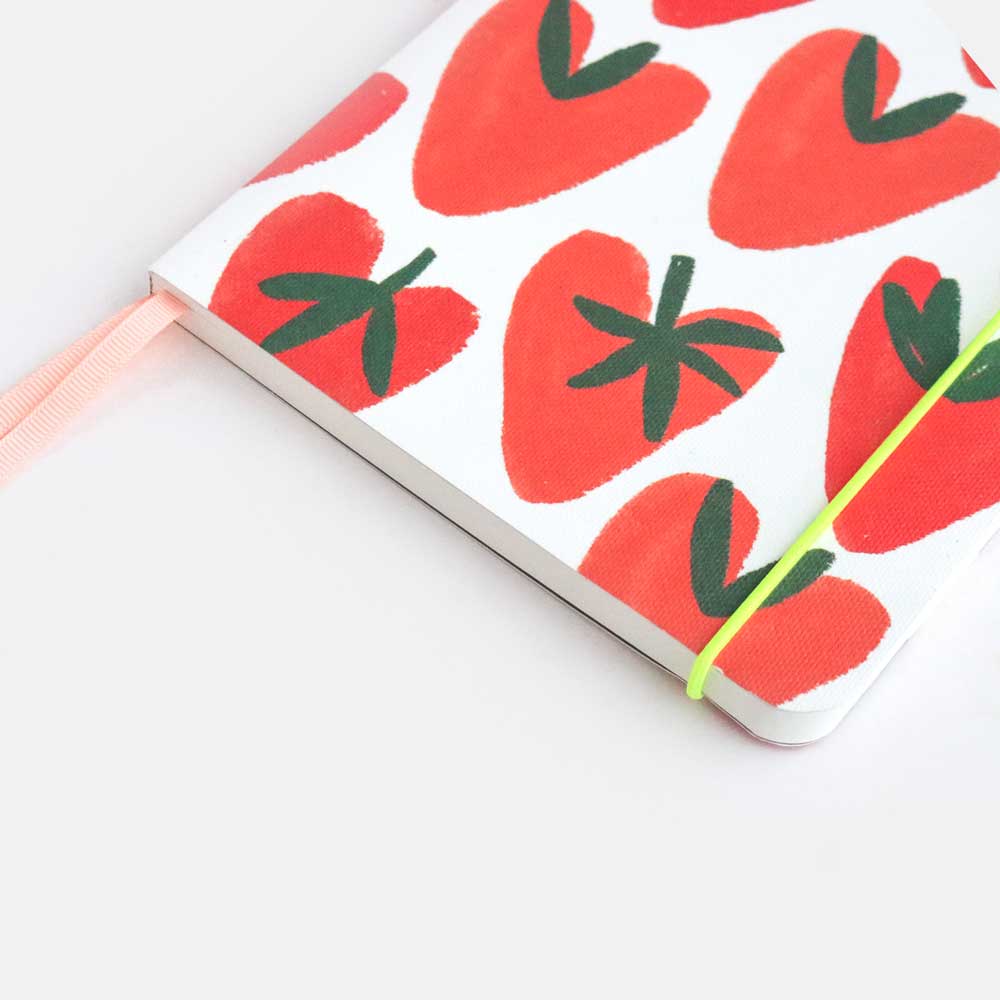 Caroline Gardner Strawberry Heart Print A5 Notebook