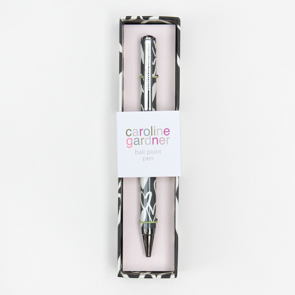 Charcoal Heart Print Ball Point Pen Boxed Caroline Gardner Vibrant Home
