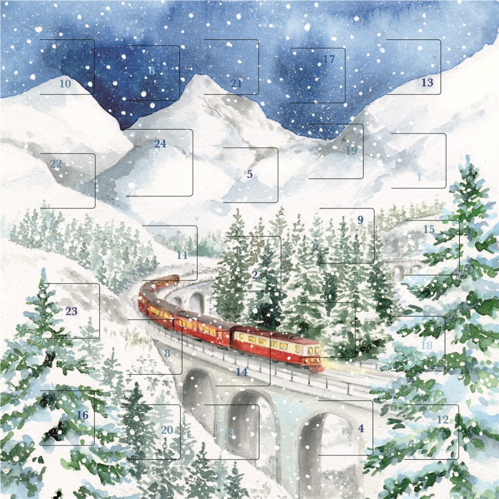 Christmas Train Advent Calendar Card By Art File