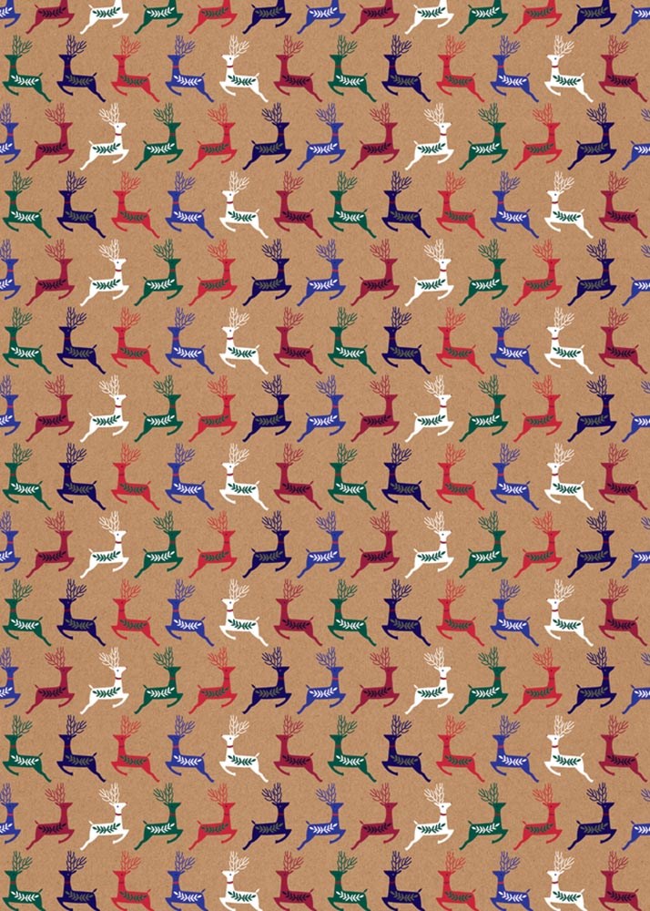 Kraft Reindeer Print Christmas Wrapping Paper