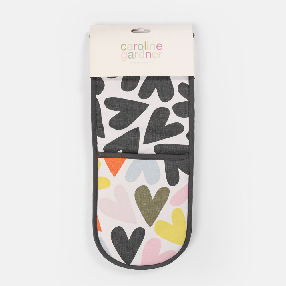 Heart Print Double Oven Glove Caroline Gardner