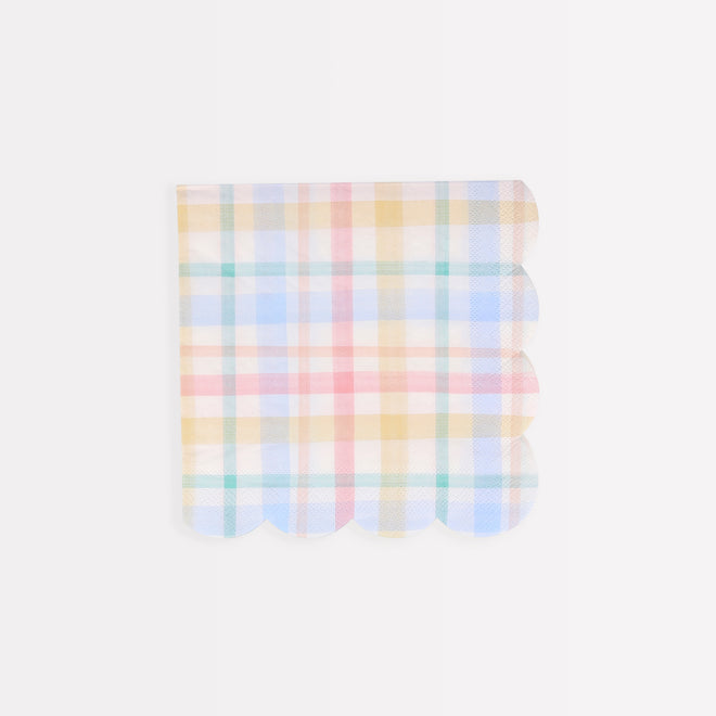 Pastel Check Print Small Paper Napkins Set of 16 Meri Meri