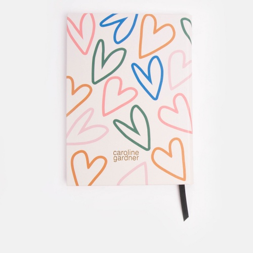 Outline Heart Print Hardback Notebook By Caroline Gardner