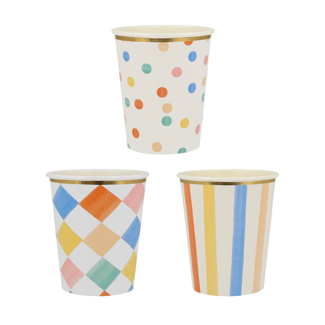 Colourful Pattern Print Paper Cups By Meri Meri
