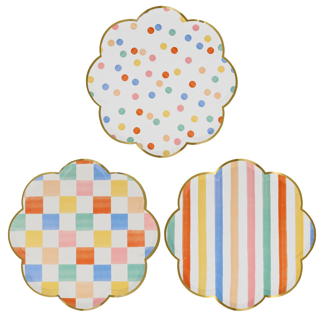 Colourful Pattern Print Paper Dinner Plates By Meri Meri