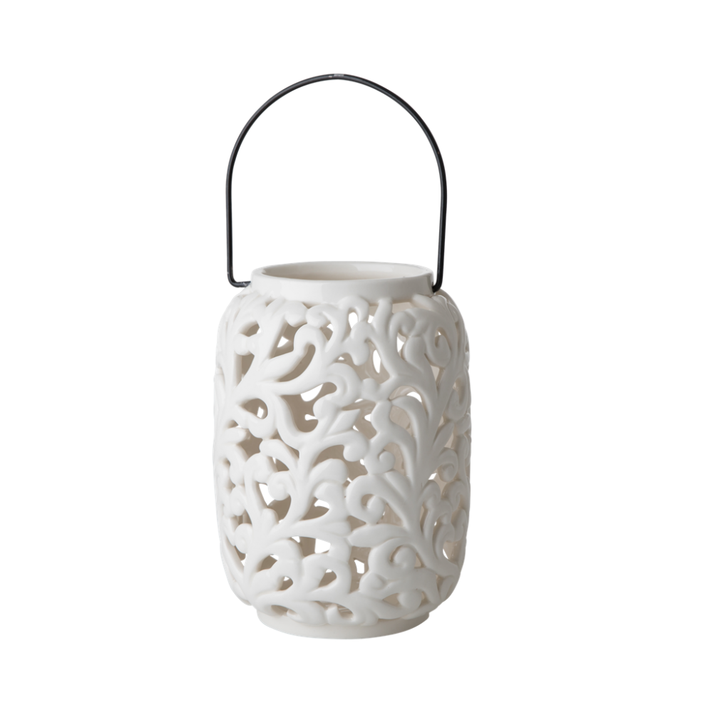 Cream Ceramic Lantern By Rice Dk Vibrant Home