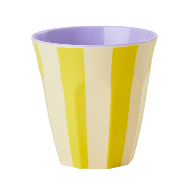 Cream with Yellow Stripes Print Melamine Cup By Rice DK