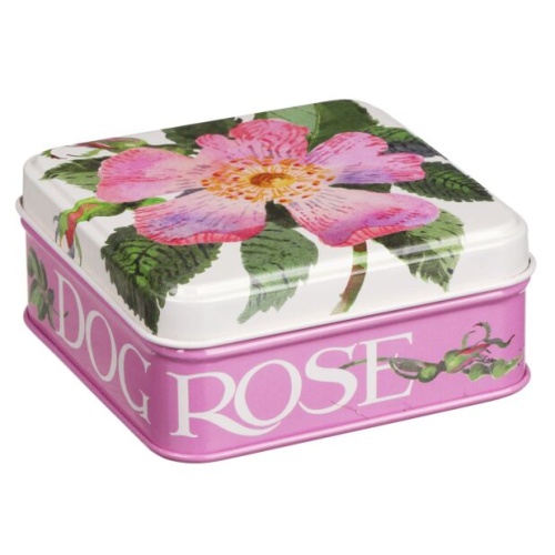Pink Dog Rose Flower Print Small Square Tins By Emma Bridgewater