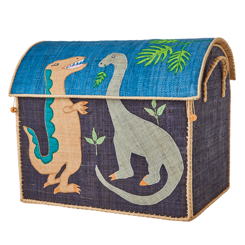 Dinosaur Raffia Toy Storage Large Basket Rice DK