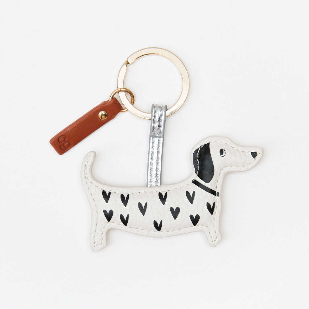 Heart Sausage Dog Shaped Keyring By Caroline Gardner