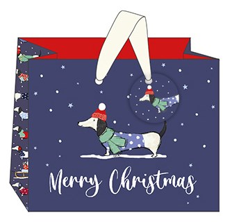 Dog Christmas Print Landscape Gift Bag By The Art File