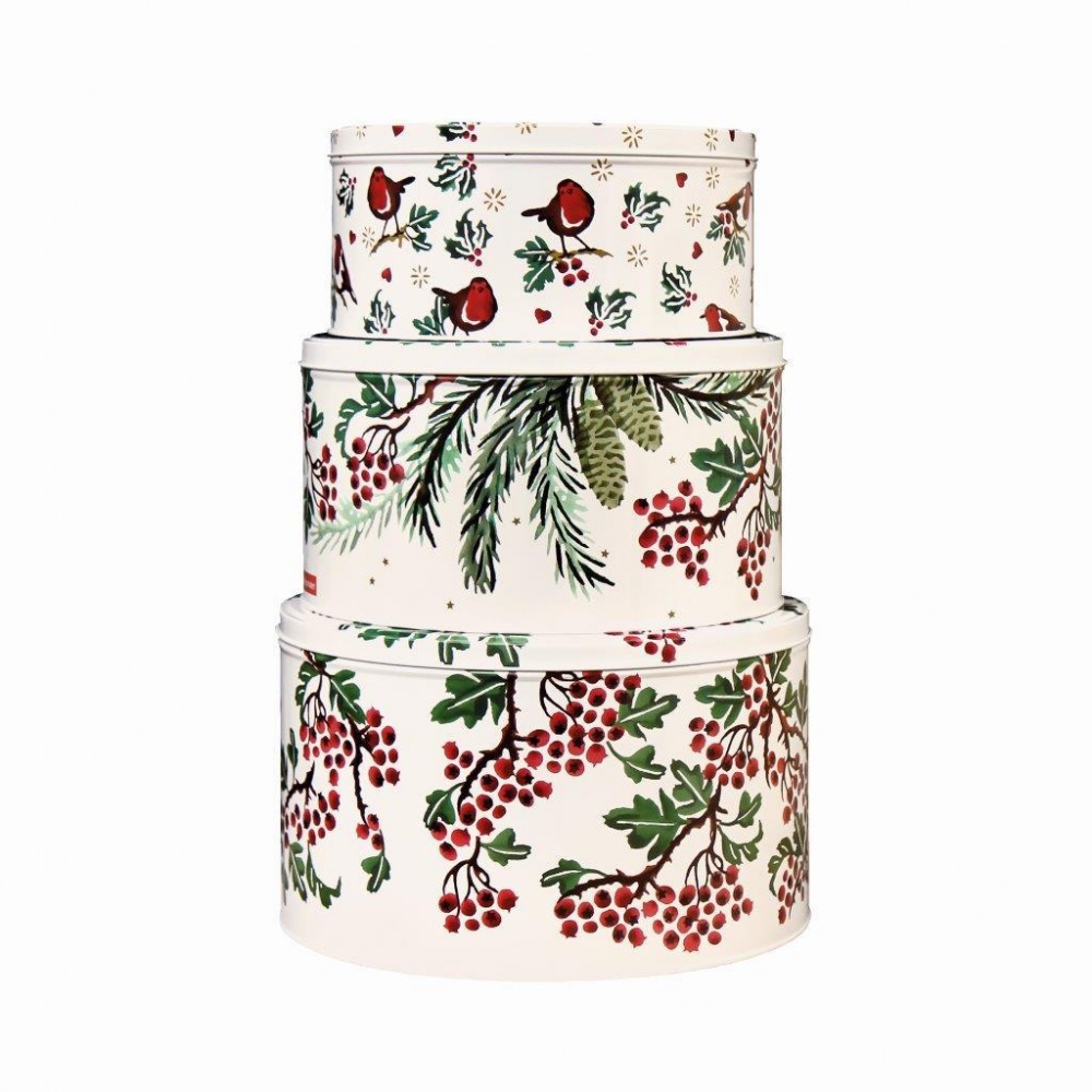 Christmas Print Set of 3 Cake Tins By Emma Bridgewater