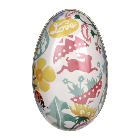 Easter Rabbit Print Egg Shaped Tin By Emma Bridgewater