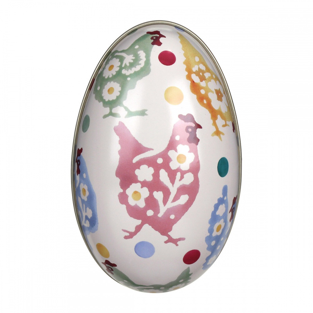 Hen Print Egg Shaped Tin By Emma Bridgewater