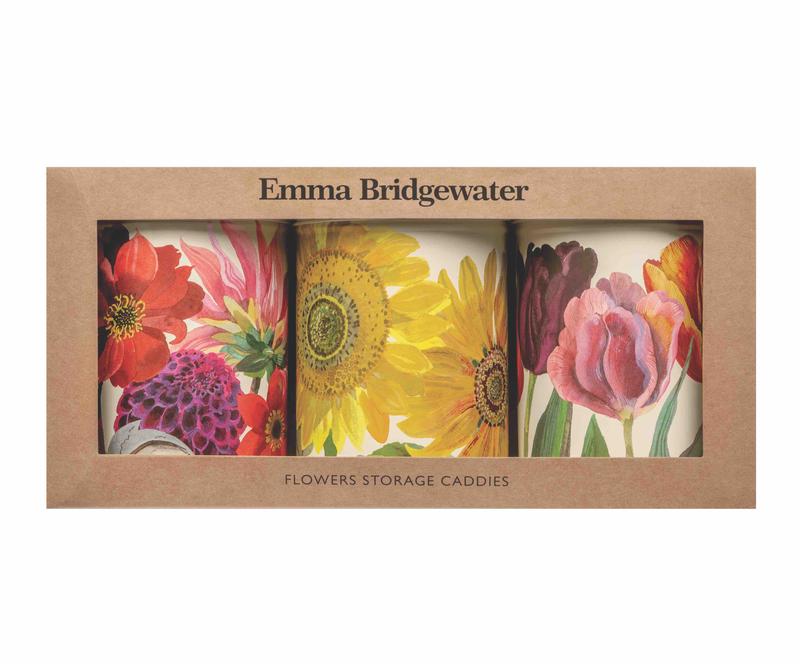 Flower Print Set of 3 Tin Caddies By Emma Bridgewater