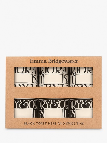 Black Toast Set of 6 Spice Tins By Emma Bridgewater