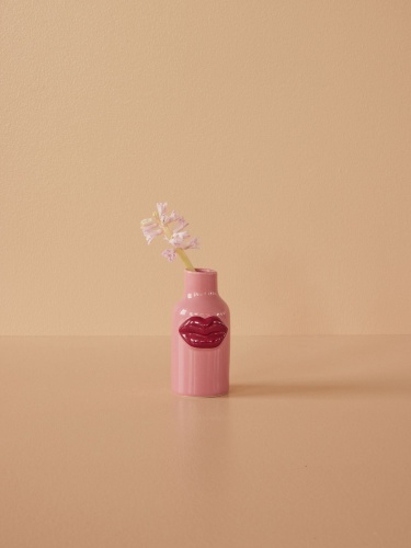 Extra Small Ceramic Vase With Lips in Pink By Rice
