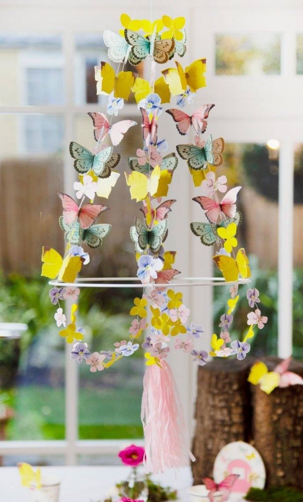 Butterfly and Flower Chandelier By Talking Tables