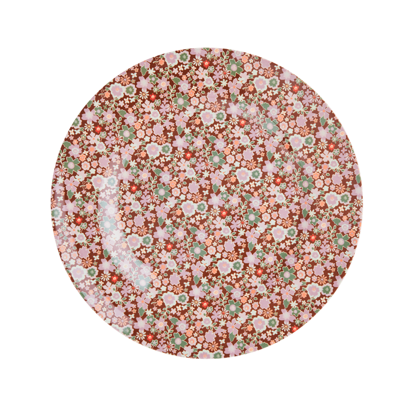Fall Floral Print Melamine Side Plate or Lunch Plate By Rice DK